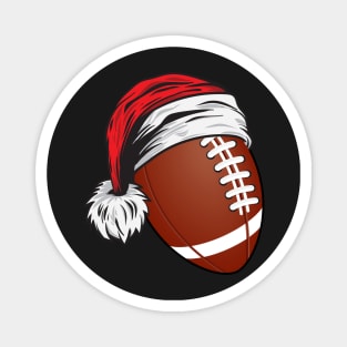 Christmas Football Ball With Santa Hat - Funny Sport X-mas print Magnet